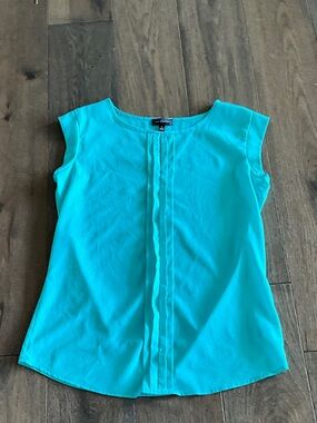 The Limited Teal Sleeveless Pleated Front Blouse